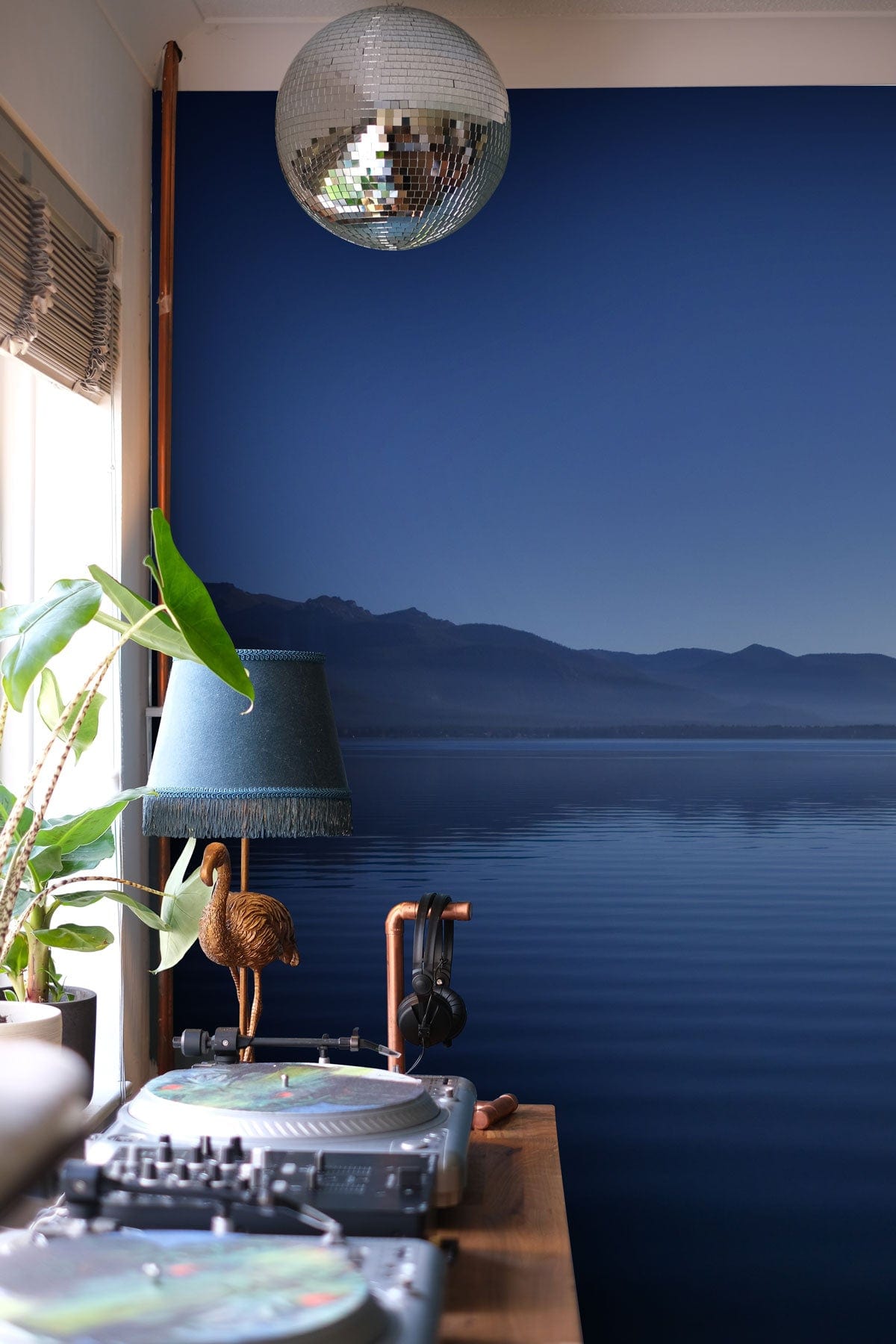 Wallpaper mural featuring tranquil lake scenery, ideal for use as a hallway decoration
