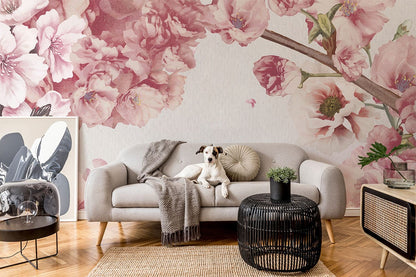 Blossom Breeze & butterfly Wallpaper Mural for living Room
