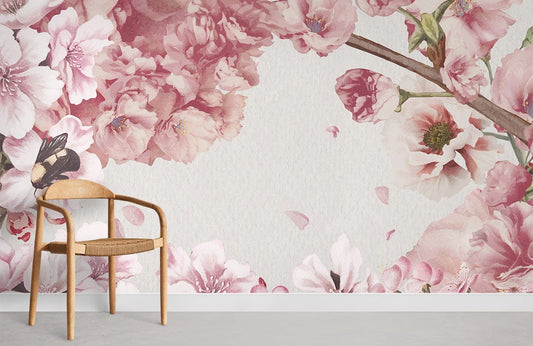 Blossom Breeze & butterfly Wallpaper Mural for Room decor