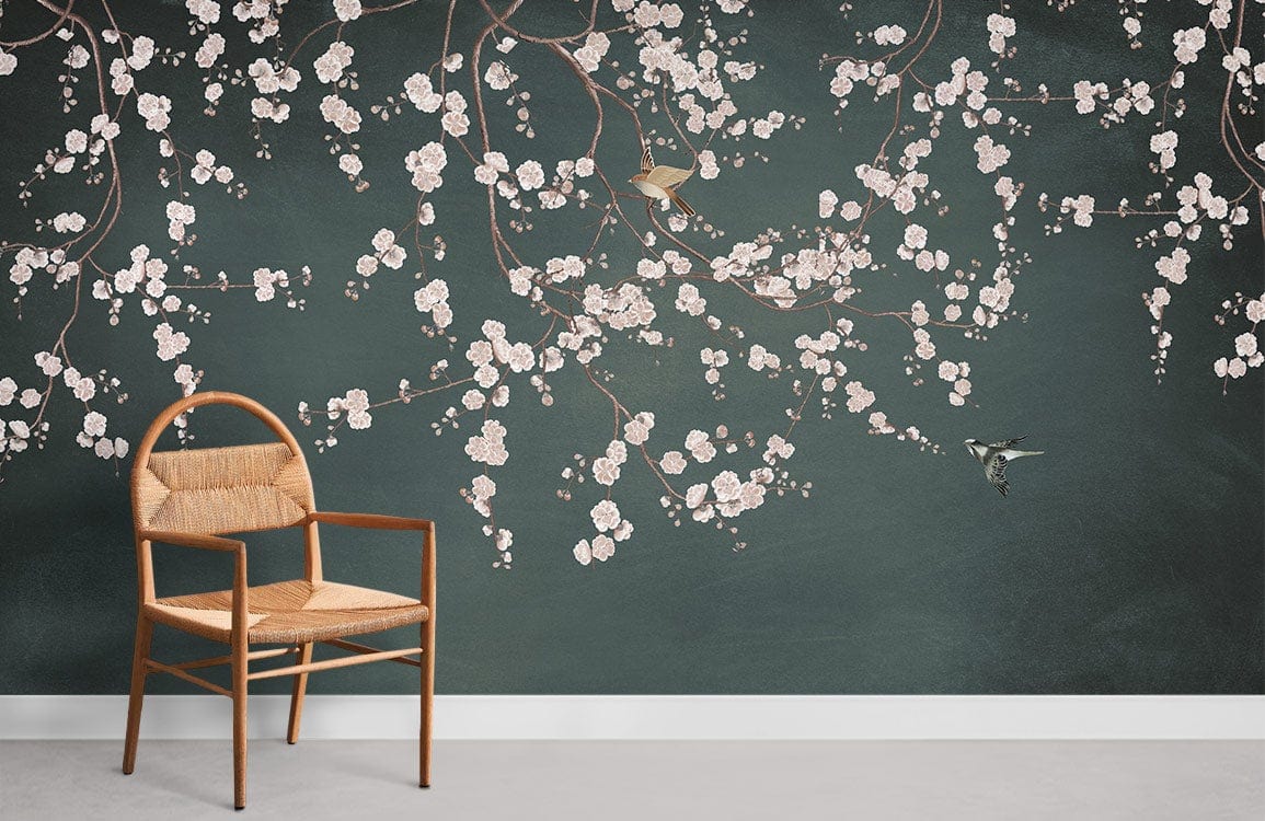 Vintage Sakura Flower Wallpaper Room