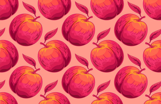 Peach Fruit Pattern Custom Design Mural Wallpaper