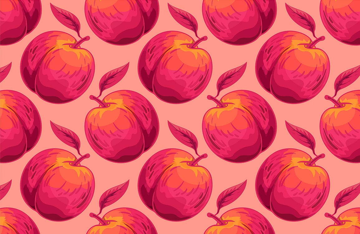 Peach Fruit Pattern Custom Design Mural Wallpaper