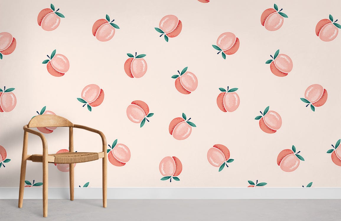 Pink Peach Fruit Pattern Wallpaper for Home