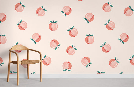 Pink Peach Fruit Pattern Wallpaper for Home