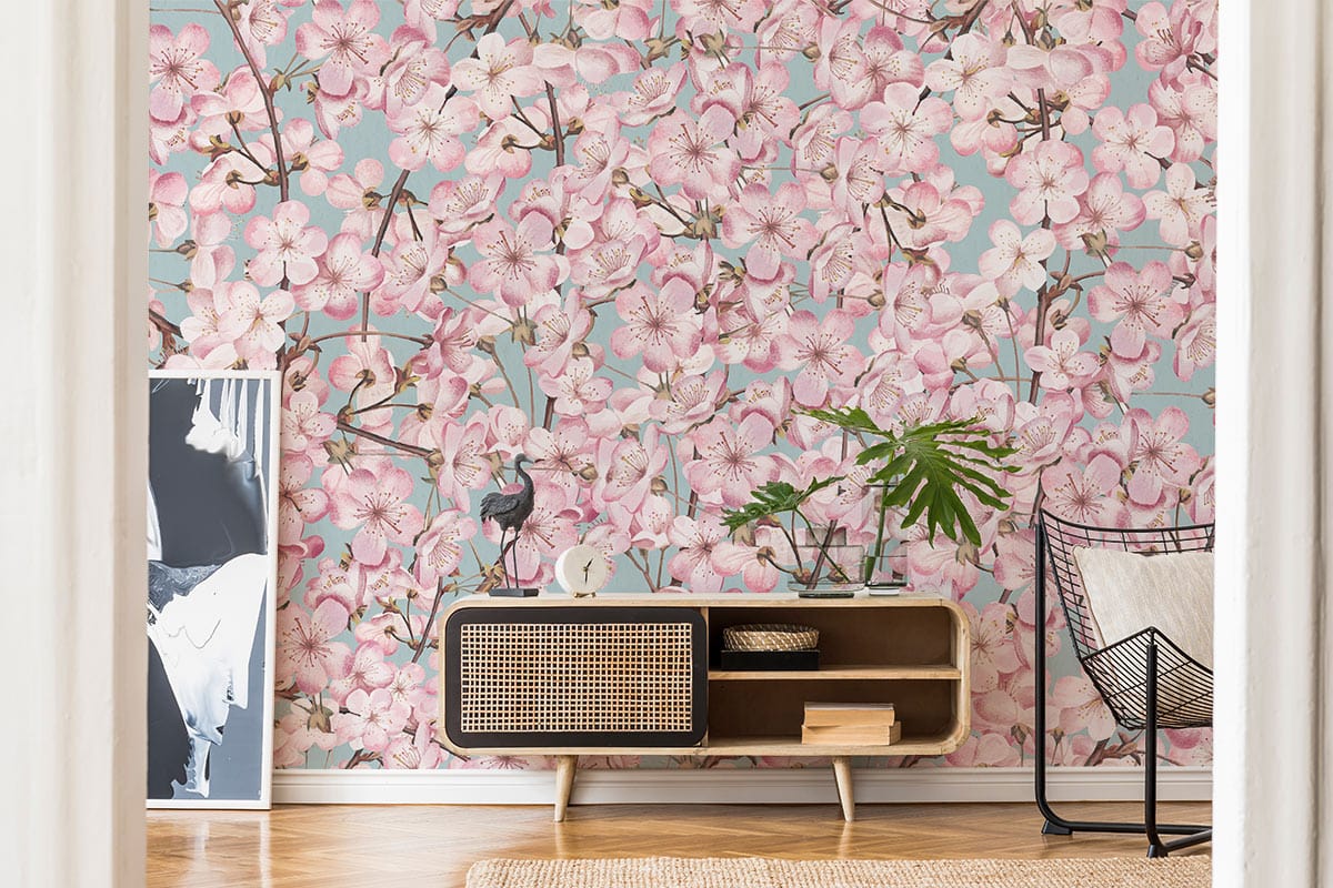 pink Peach blossoms Wallpaper Mural for living Room design