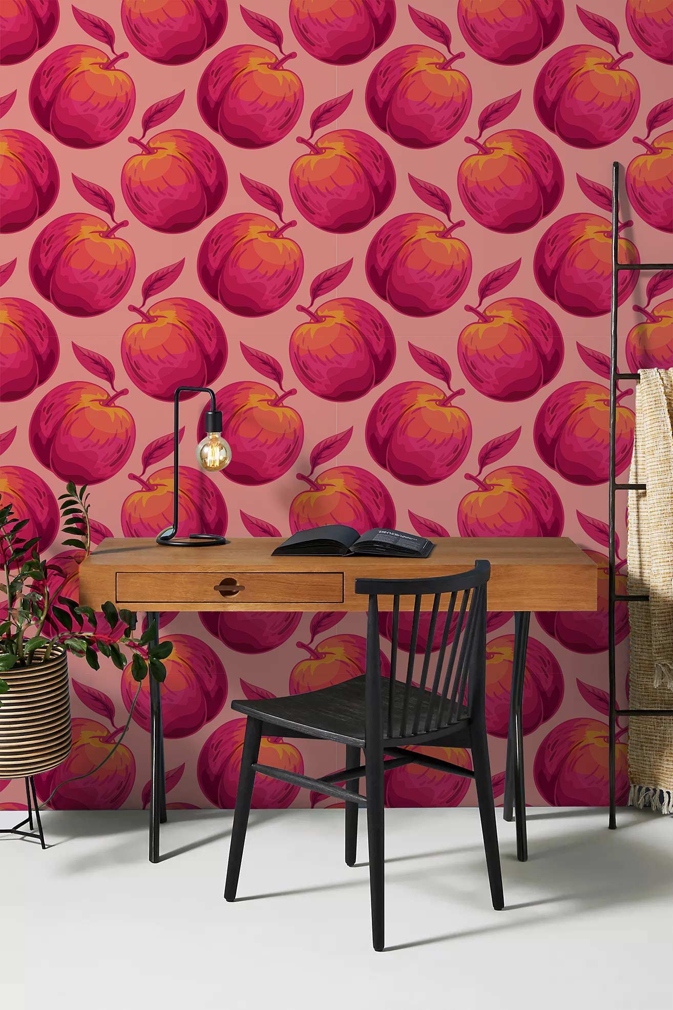 Peach Fruit Pattern Wallpaper Decoration Art