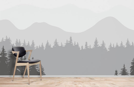 Home Decoration Featuring a Misty Mountain Wallpaper Mural