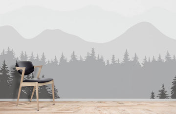 Misty Forest Silhouette Mural Wallpaper