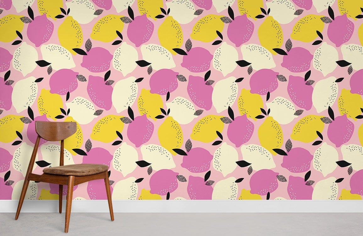 colorful Lemon pattern fruit Wallpaper Mural for room decor