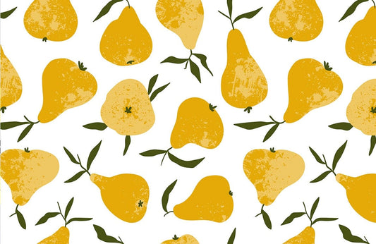 ripe Pear repeat pattern Fruit Mural Wallpaper for wall decor