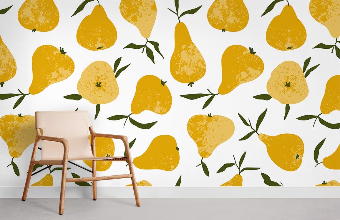 ripe Pear repeat pattern Fruit Mural Wallpaper for Room decor