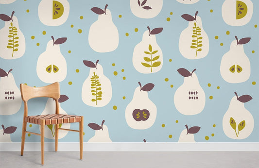 Pear Pattern cartoon fruit Wall Mural for Room decor