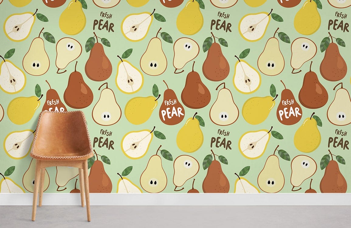 Fresh Pears fruit Wallpaper for Room decor