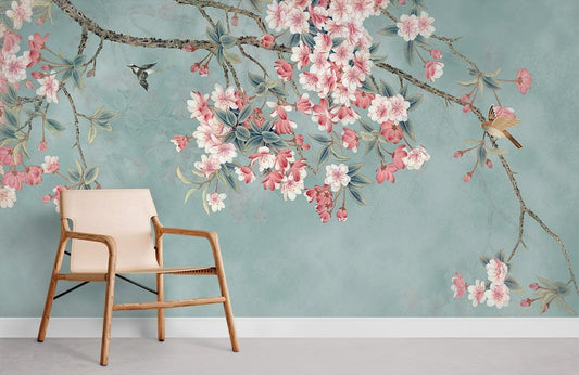 Vintage Peony Flower Wallpaper Room