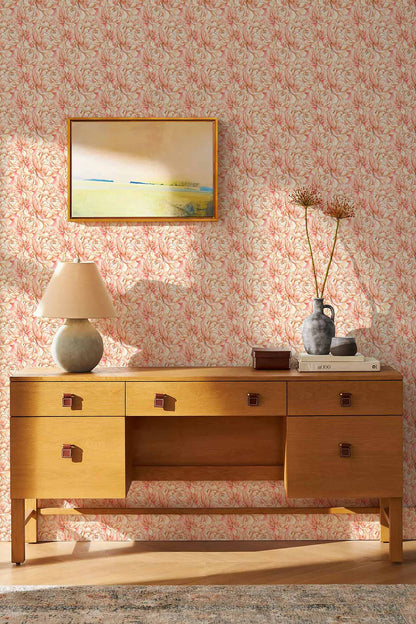 Peony Stitching Flower Wallpaper Design Idea