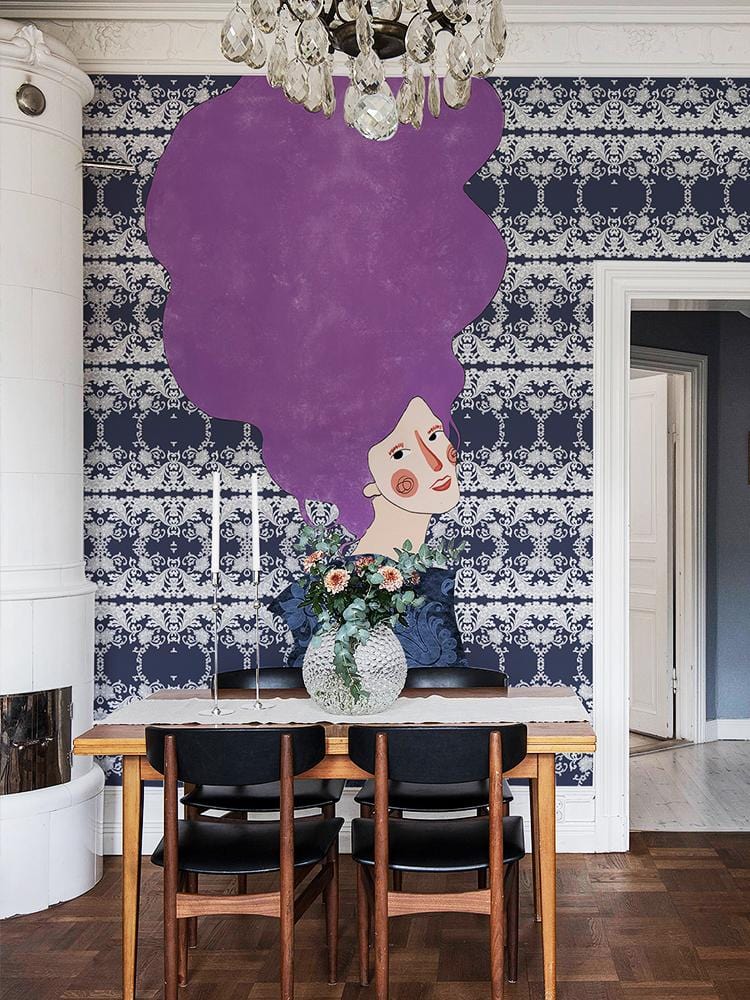 modern lady Boho wallpaper home decor