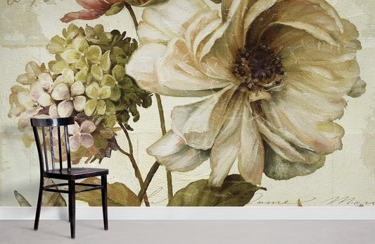 Vintage Parisian Floral Mural Wallpaper