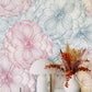 in a vintage wallpaper arrangement with a view of blossoming flowers