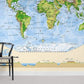 Educational Physical World Map Wall Mural in office
