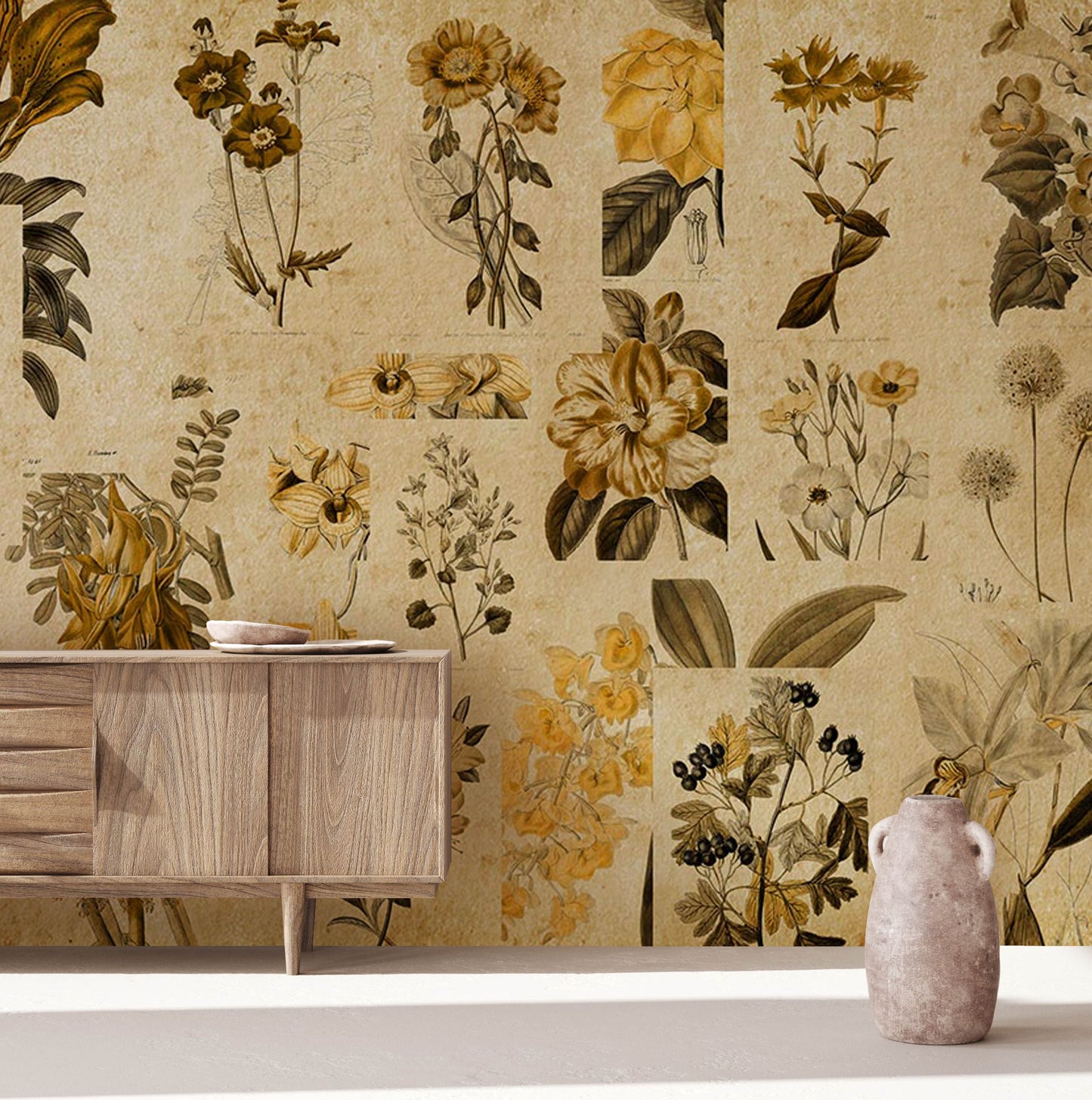 Phytology Flower Wallpaper Mural for Use as Decoration in the Living Room