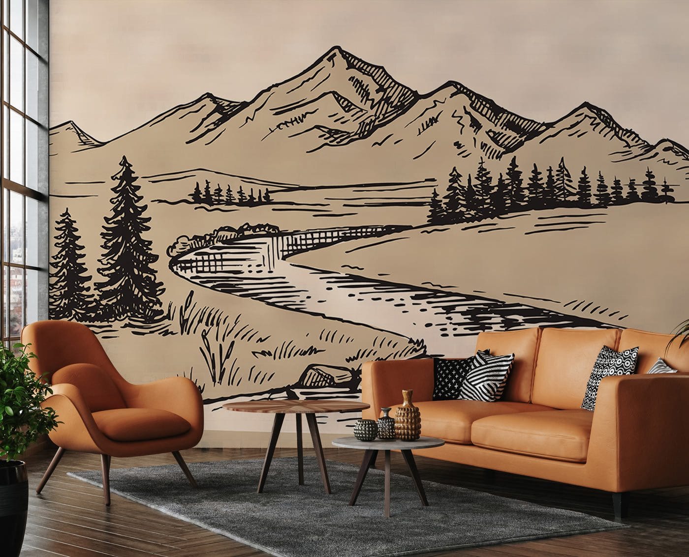 The Piedmont Rocky Mountain Wallpaper Mural for the Living Room.