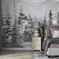 grey watercolor pine forest wall mural bedroom decor