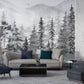 grey watercolor pine forest wall mural living room decoration