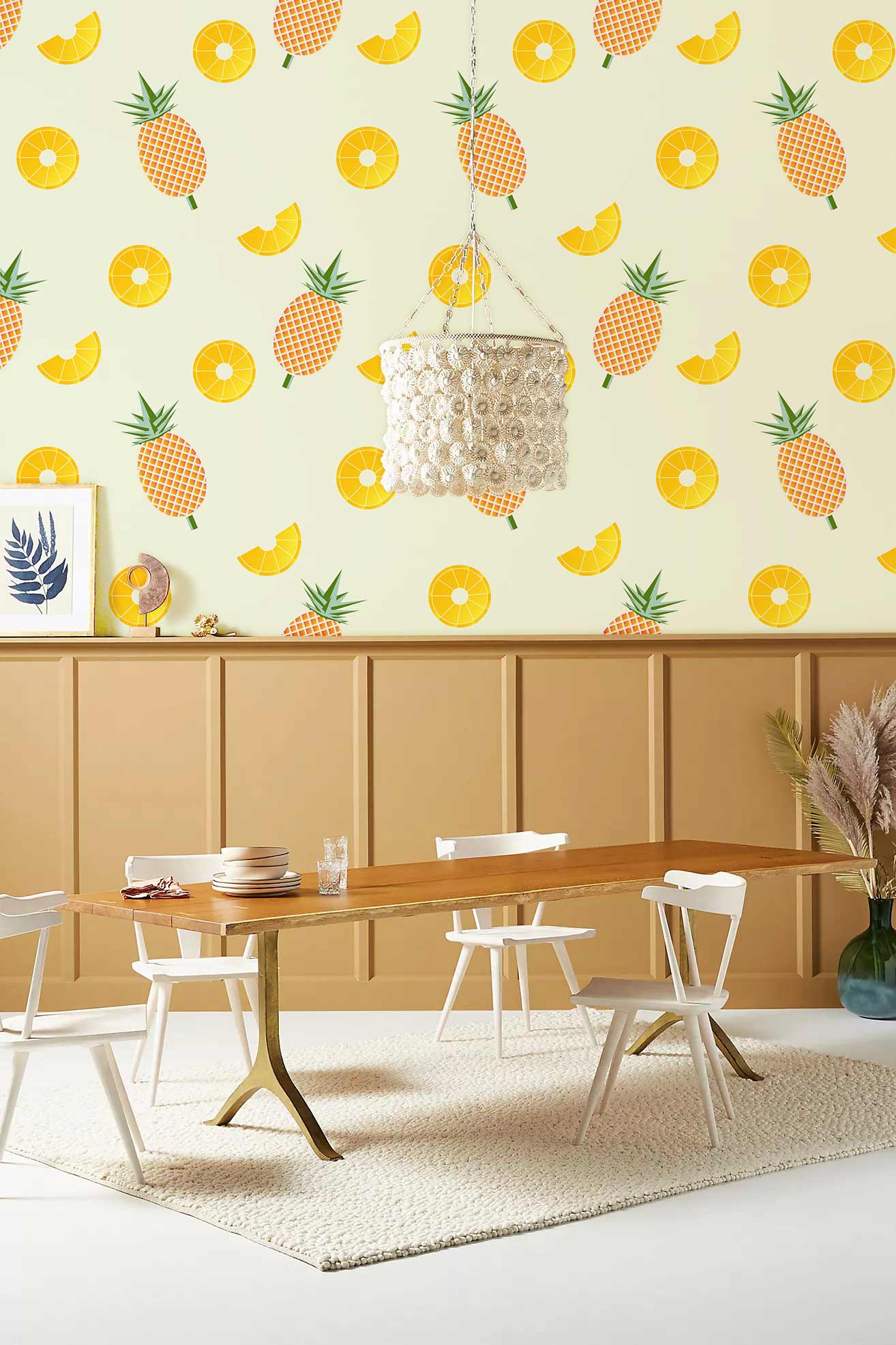 Sliced Pineapple Mural Wallpaper Dining Room