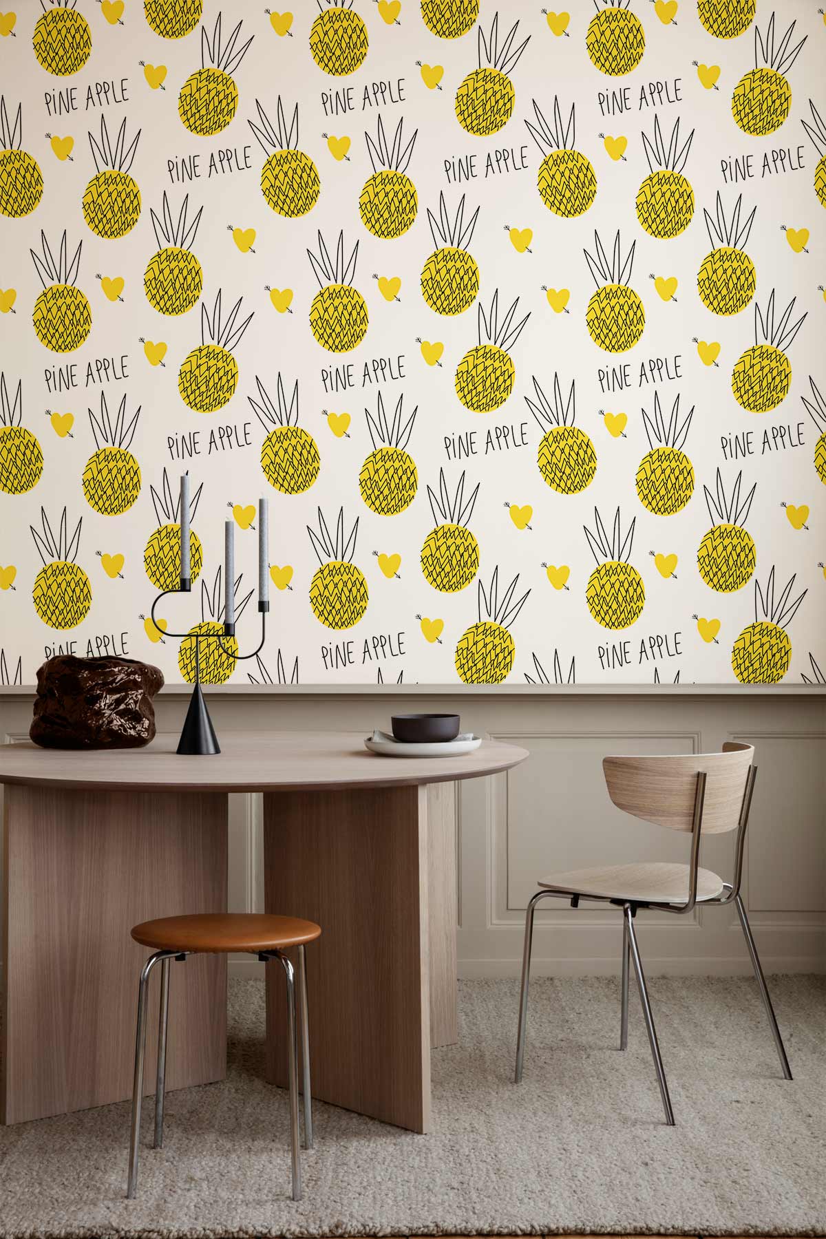 Sketch Pineapple Fruit Wallpaper Home Decor