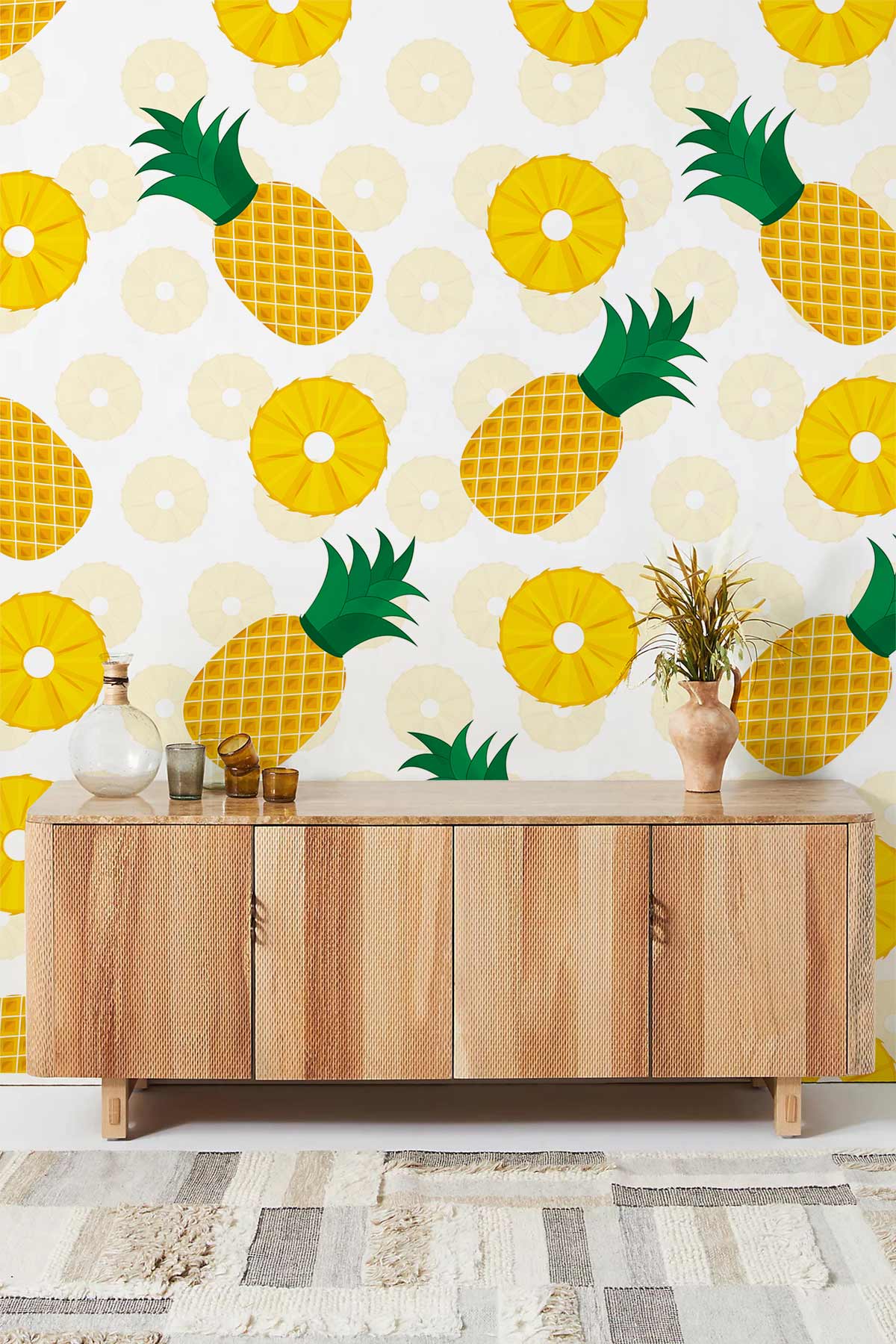 Cute Pineapple Pattern Fruit Wallpaper Design