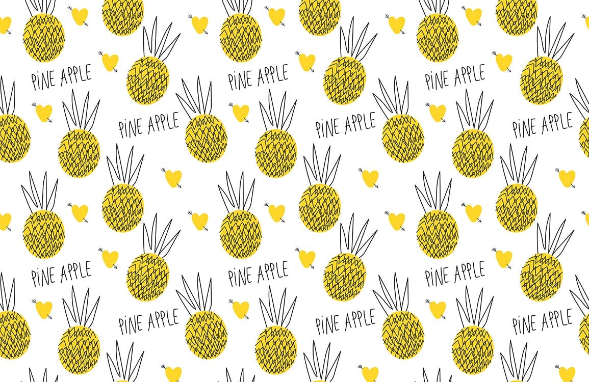 Sketch Pineapple Fruit Pattern Design