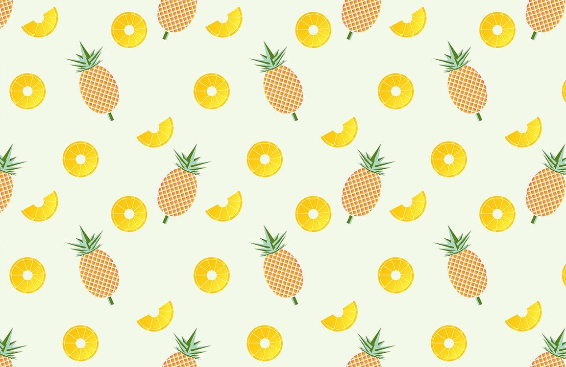 Sliced Pineapple Mural Wallpaper Plain