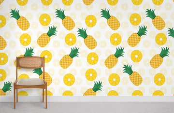Sunny Pineapple Tropical Fruit Mural Wallpaper