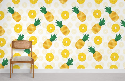 Repeat Pineapple Fruit Pattern Wallpaper Mural Design