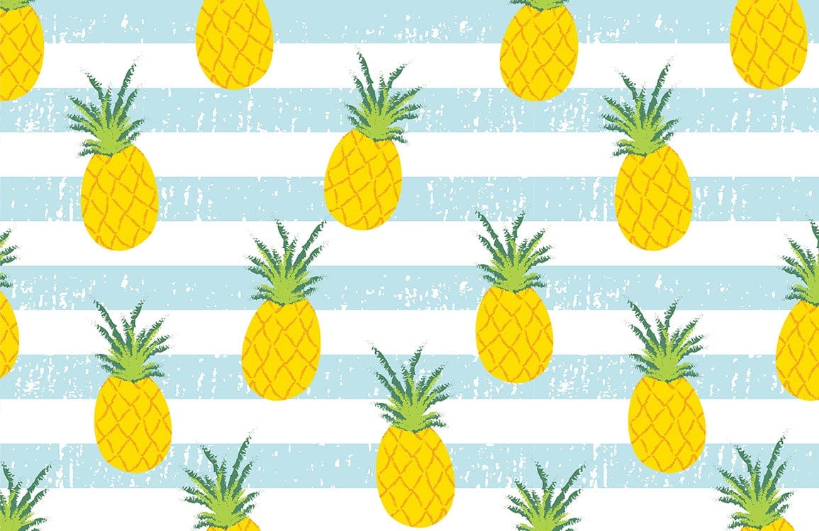 Tropische Ananas gestreifte Feature Wandtapete