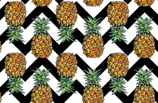 wallpaper with a pineapple and wave design