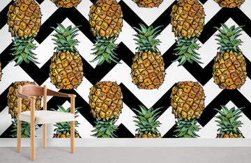 Papier Peint Panoramique Ananas sur Lignes