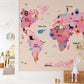 a wall mural with animals and a globe map pattern
