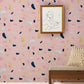 wallpaper mural in the hallway with a pink chip marble pattern