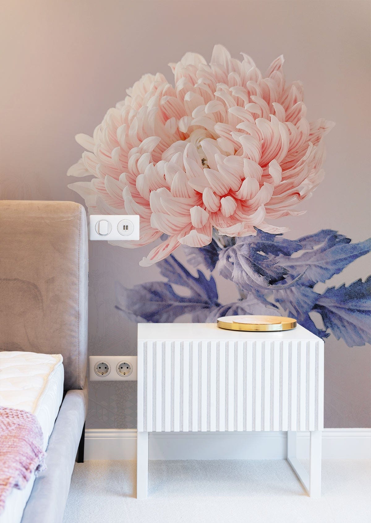 Pink Chrysanthemum Flower Wallpaper Home Interior