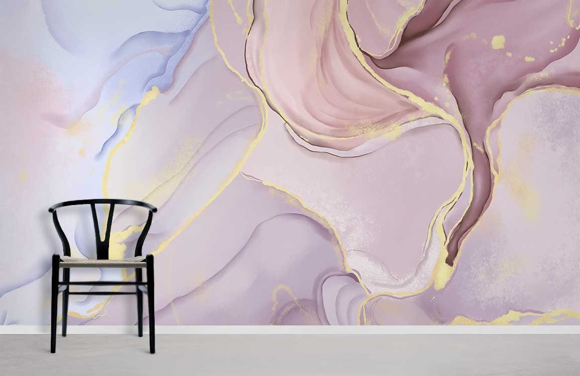 Abstract Pink Gold Marble Wallpaper Mural