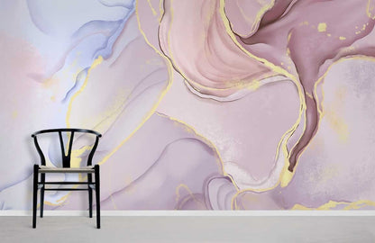 Abstract Pink Gold Marble Wallpaper Mural