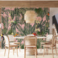 pink forest jungle wall mural dining room decoration