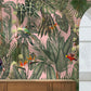 pink forest jungle wall mural hallway design