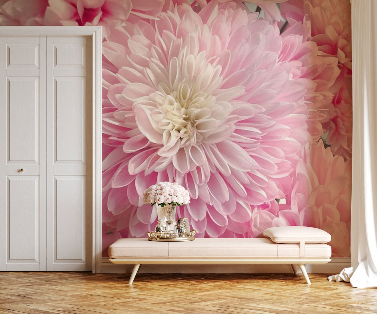 pink dahalia wall mural 3d art design