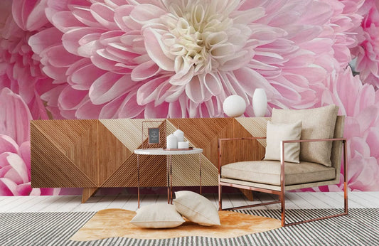 pink dahalia wall mural living room decor