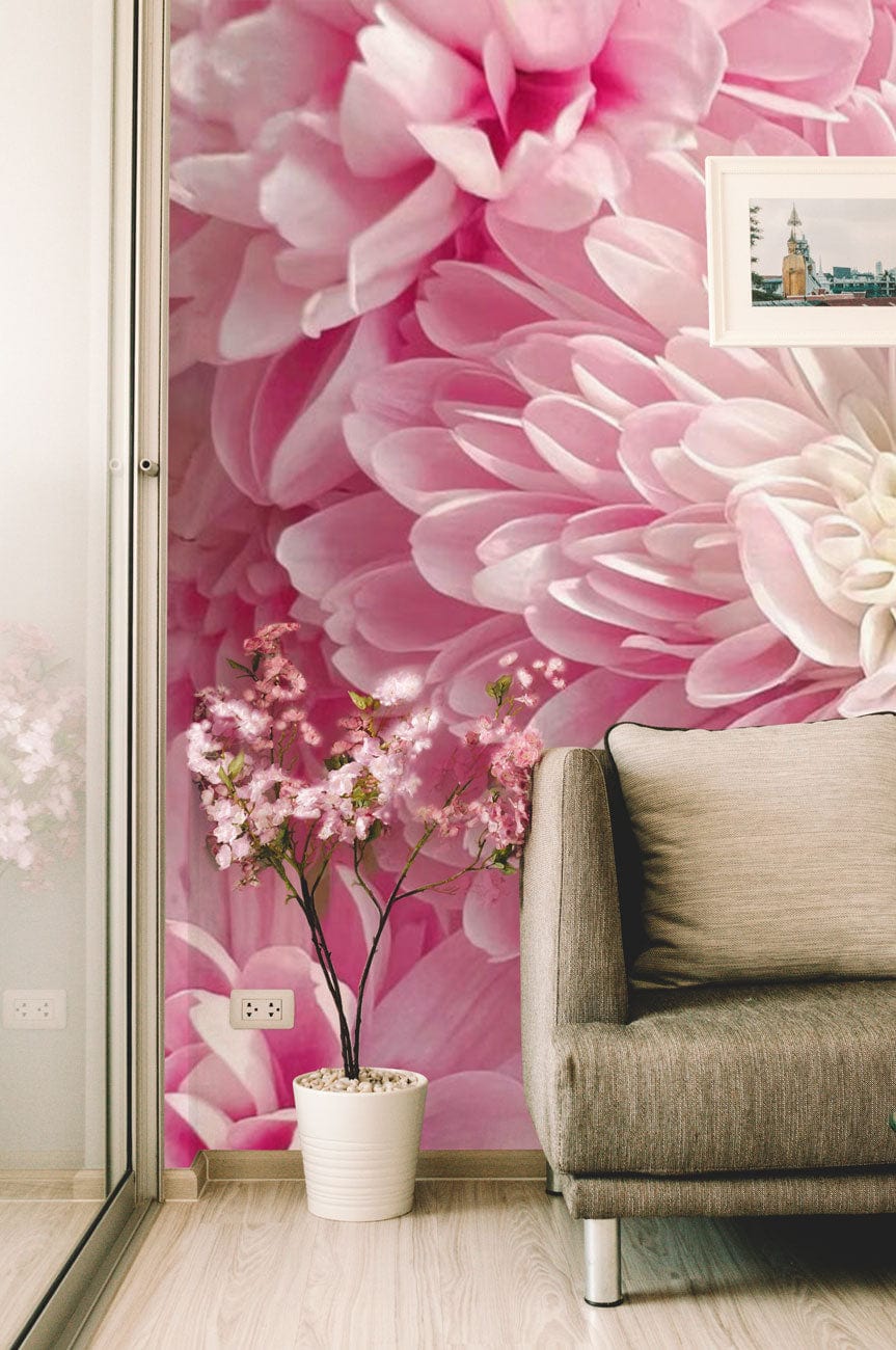 pink dahalia wall mural lounge decor