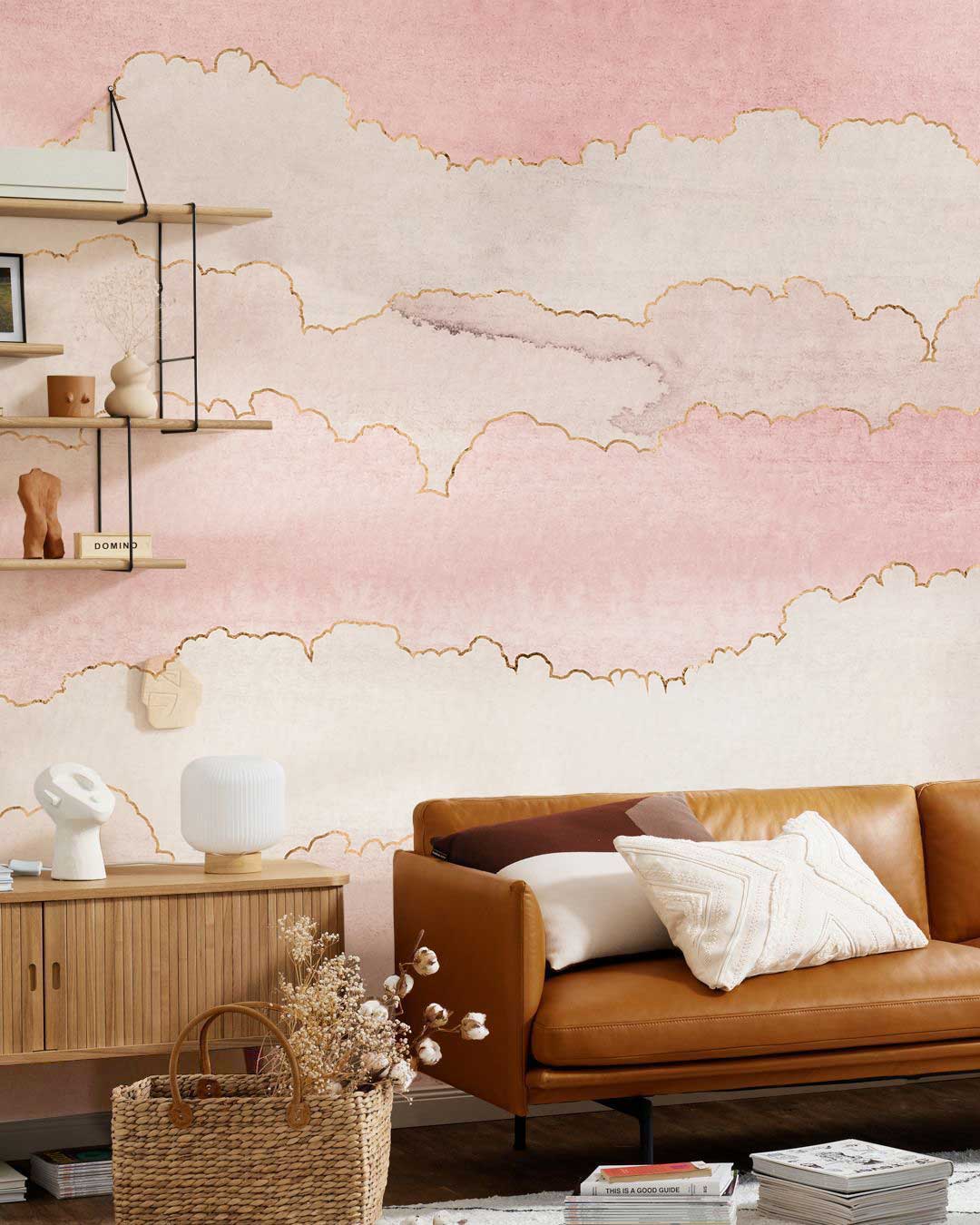 pink clouds wallpaper interior design 