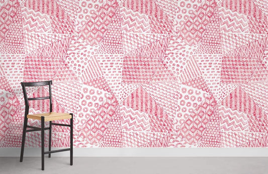 Pink Geometric Abstract Bedroom Wallpaper Mural