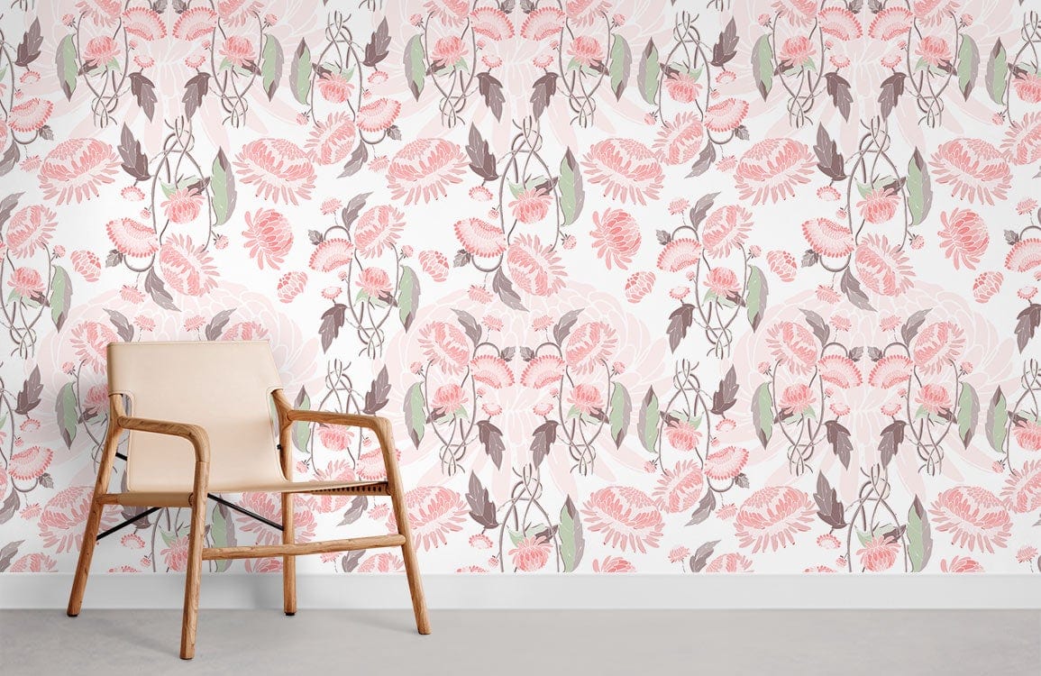 Pink Wall Patterns Pink Floral Pattern Flower Wall Mural | Ever Wallpaper US